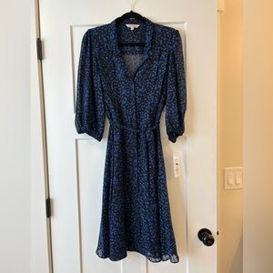 Nanette Lepore Blue and Black Midi Dress